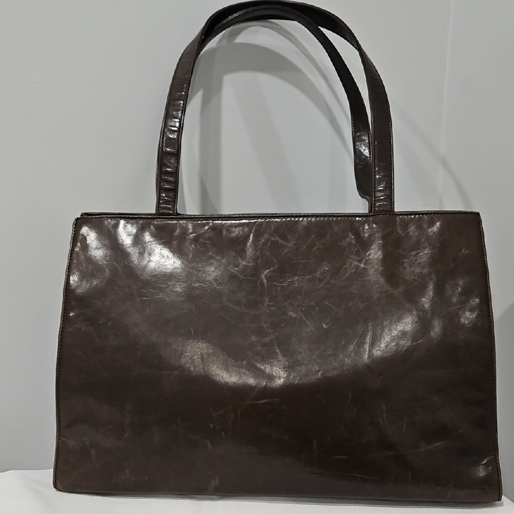 Classic Brown Leather Tote Handbag